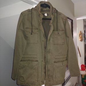 Tasso Elba Military Hoody Green Olive Jacket - Zip & Pull S…